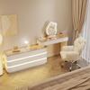 Elegant Solid Wood Vanity Table with Integrated Mirror and Drawers for Bedroom