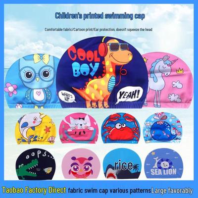 Dětská roztomilá kreslená plavecká čepice s ochranou uší - Nepřiléhavý střih pro chlapce a dívky