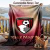 Flannel Blanket Bournemouth Football Print Custom Name Text Soft Throw for Sofa Bed