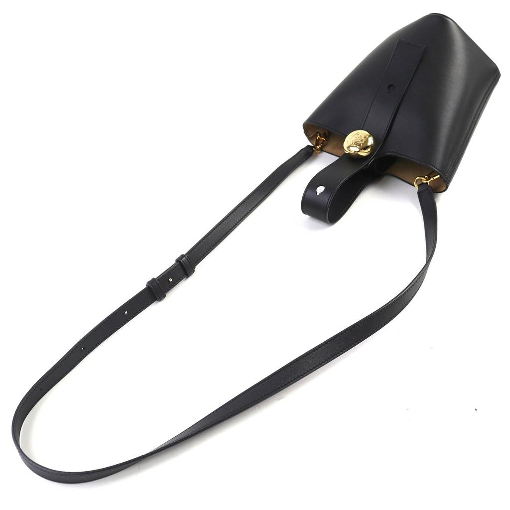 Loewe Torba na ramię Torba wiaderko Pebble Mini Gładka skóra cielęca Anagram AANBBBMX01 Używana