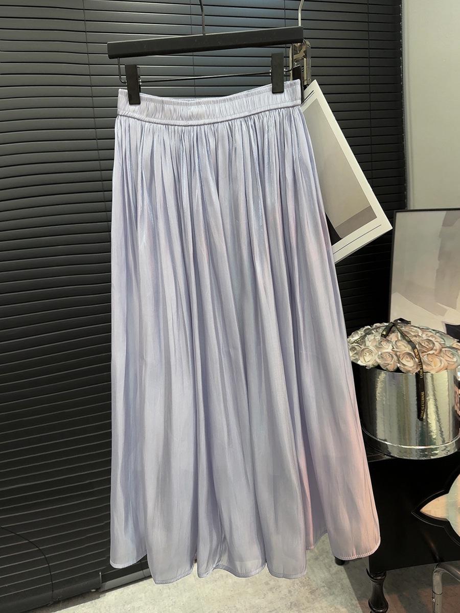 Pearlescent Lurex Pleated High-Waisted A-line Skirt One Size