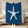 Pc White Starfish On Blue Geometric Pattern Flannel Blanket Soft QuickDrying Durable AllSeason Throw for Bed Sofa Camp