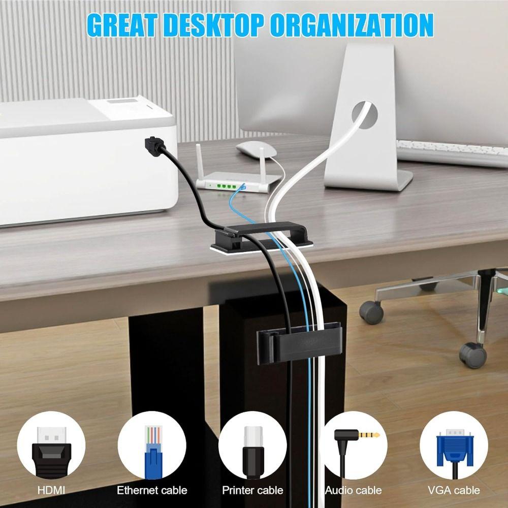 Self-adhesive Cable Organizer Plastic Cord Winder Cord Manager USB Cable Holder Desk Home Office