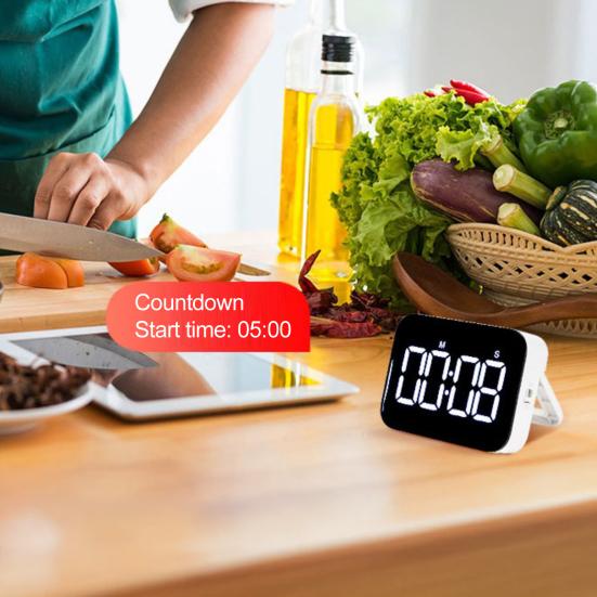 Digital Timer Easy Read LED Display Adjustable Rechargeable Countdown Countup Timer Study Kitchen Cooking Baking Timer with Dual Modes
