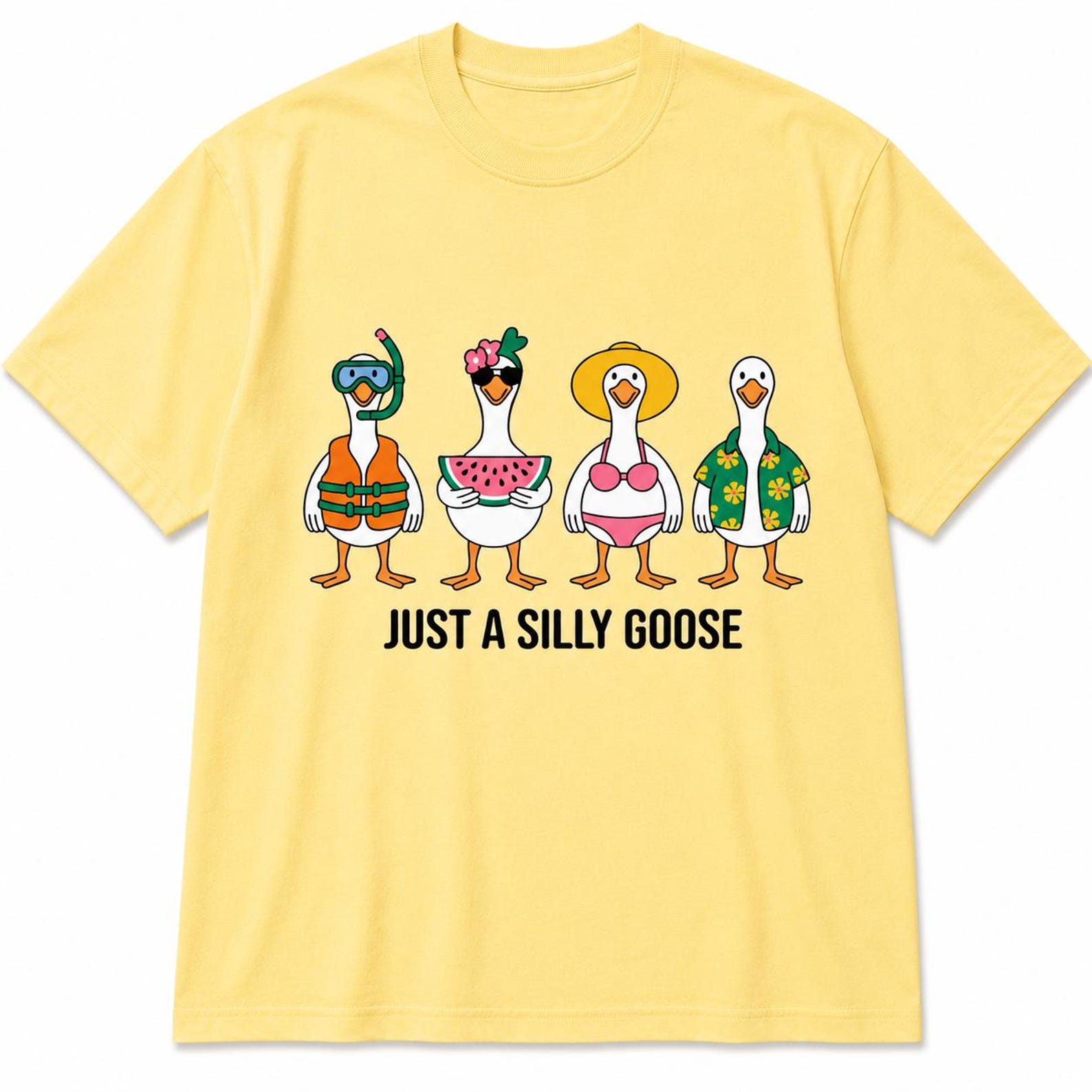 Just A Silly Goose Funny Summer Tee Beach Vacation Shirt M