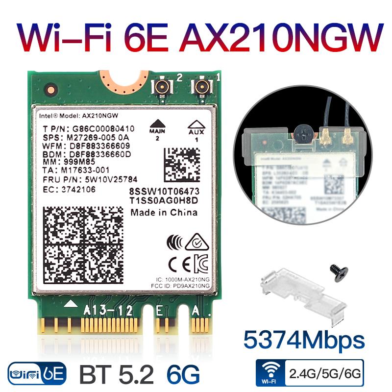

Wi-Fi 6E AX210 Бездротова карта 5374 Мбіт/с BT5.3 Настільний комплект Антена 802.11ax Трьохдіапазонний 2.4G/5Ghz/6G AX210NGW Краще ніж Wifi6 AX200