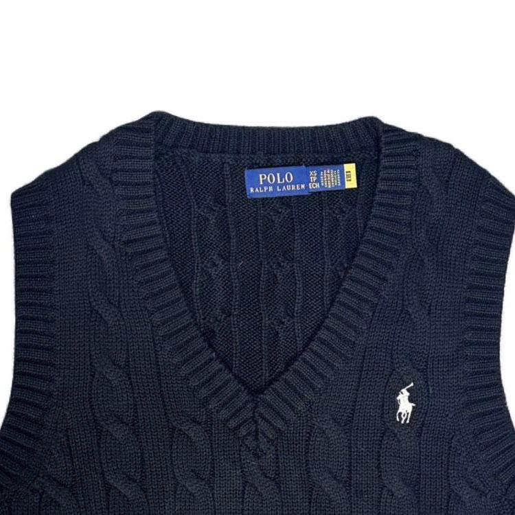 Polo Ralph Lauren Einfarbig Logo Gestickt Rundhals Ärmellos Strickpullover Damenpullover Schwarz 211906370-004