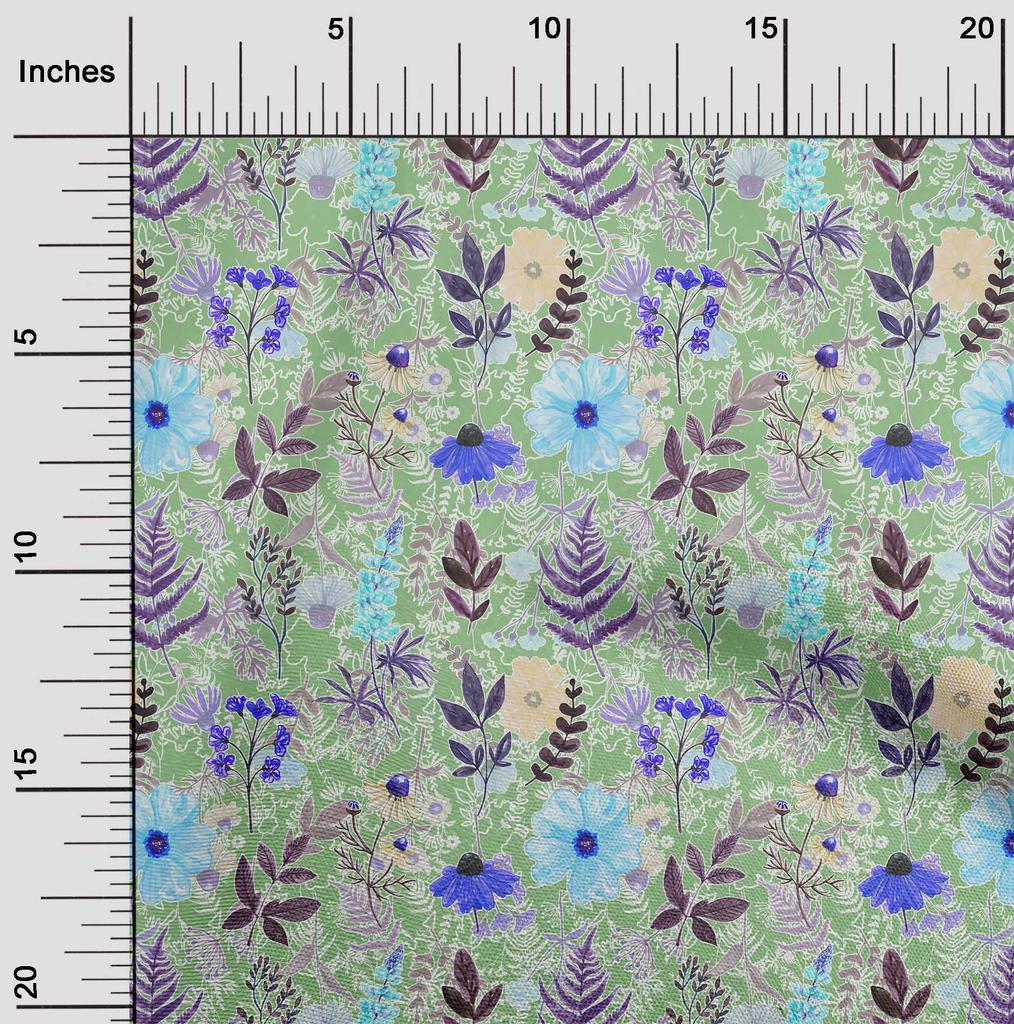 oneOone Cotton Flex Dusty Green Fabric Floral  Sewing Craft Projects Fabric Prints By Yard 40 Inch