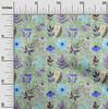 oneOone Cotton Flex Dusty Green Fabric Floral  Sewing Craft Projects Fabric Prints By Yard 40 Inch