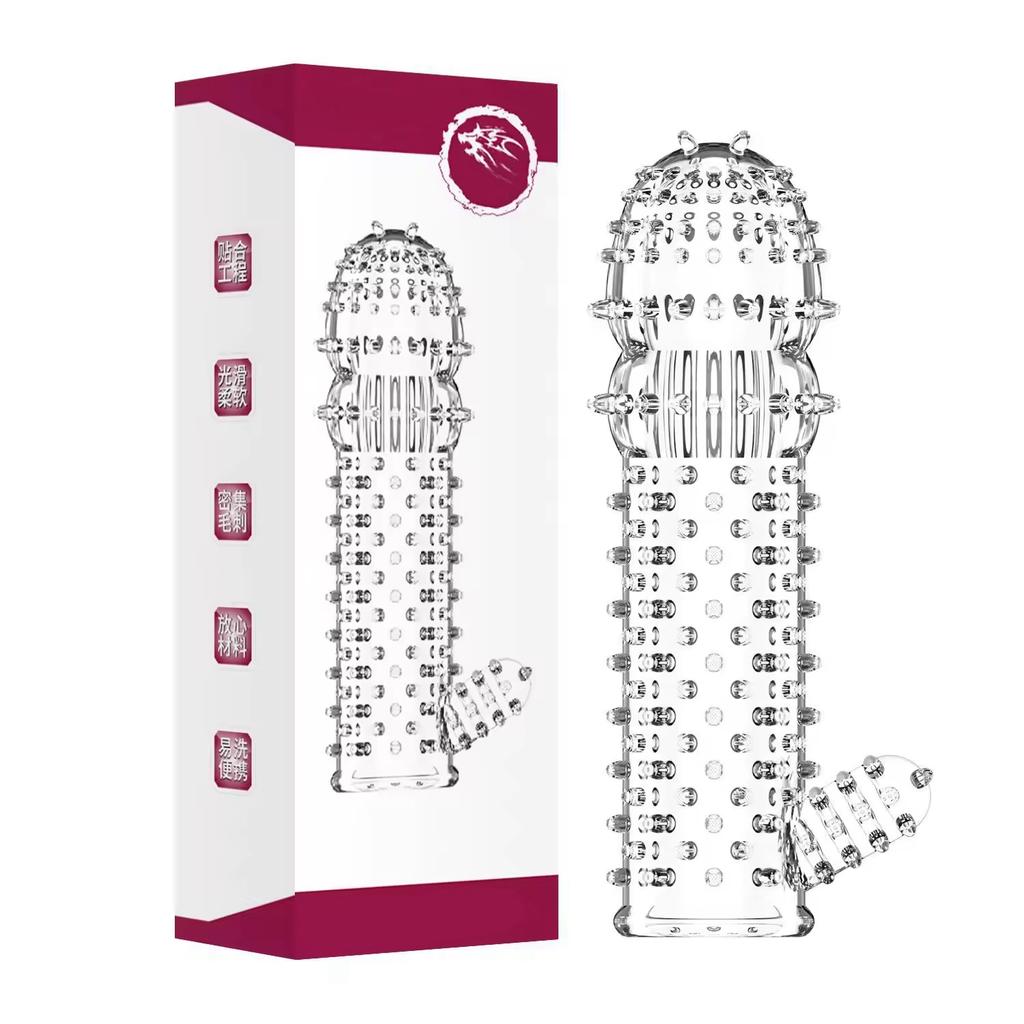 High Quality Crystal Sleeves Extended Pleasure Spike Reusable Condom Adult Sex Toys Men Stimulation Penis Large Penis Sleeve