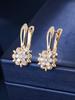 Vintage Elegant 3D Flower Huggie Earrings For Women Versatile Office Wear Exquisite Jewelry Gift