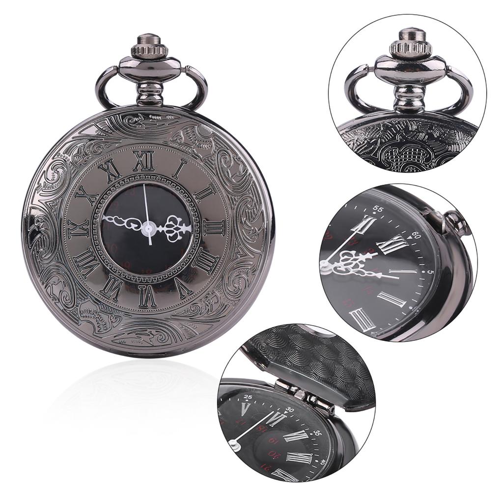 Classical Quartz Analog Alloy Pocket Watch Necklace Pendant with Chain