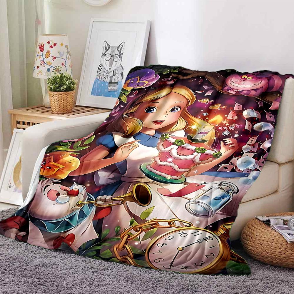 

1pc Alice in Wonderland Flannel Blanket Soft Cozy All-Season Throw for Bedroom, Sofa, Camping, Travel, Home Decor1101 80cmx120cm(31inx47in)