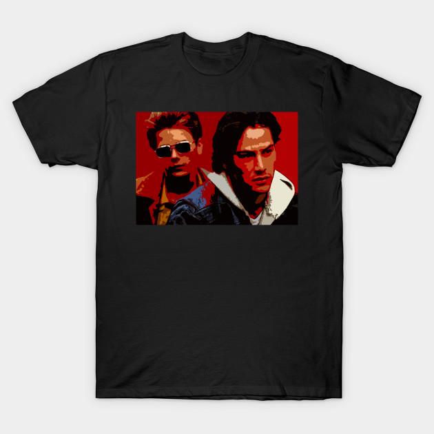 

Men Black Print T-shirt Keanu Reeves And River Phoenix No-Cut Transfer Paper Print Cotton Tshirt 2XL чёрный