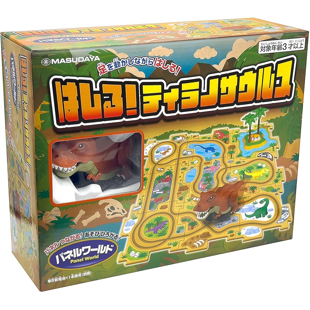 

Masudaya Corporation Panel World Running T-Rex Train Toy Track Set Battery Operated for Ages 3 and Up