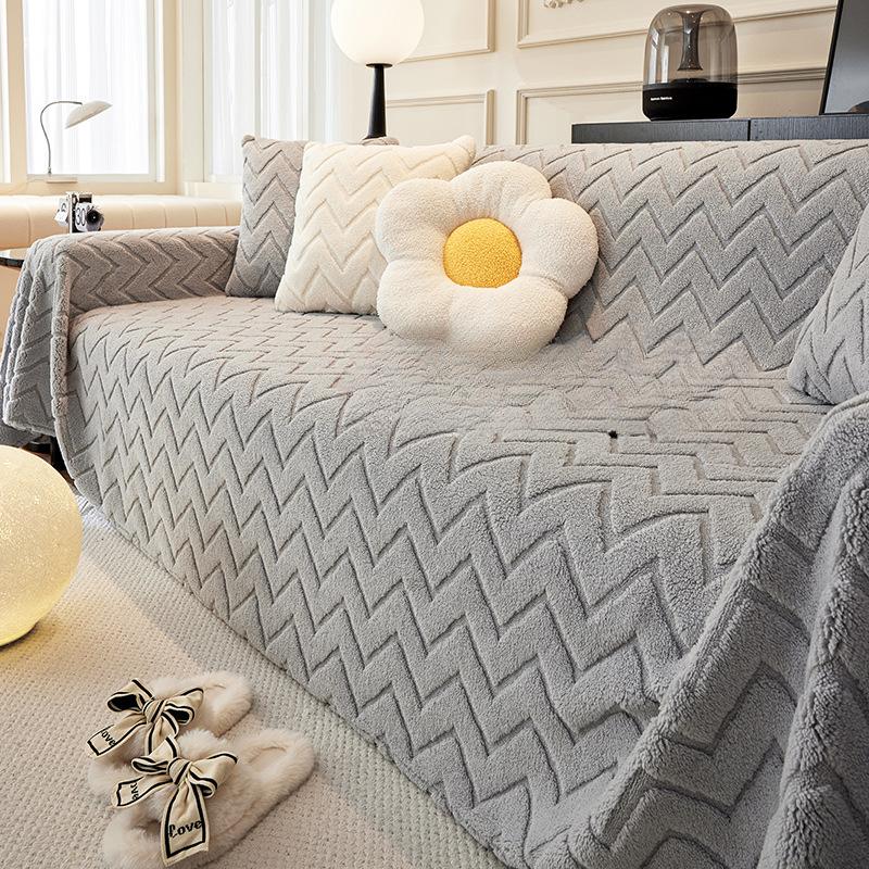Cream Style Sofa Cover Towel High-Grade Comfortable Cotton Velvet Sofa Towel Plush Sofa Cover Cover Cloth