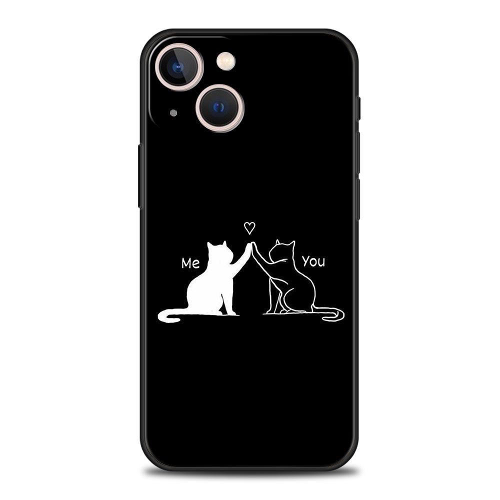 Cat Line Black Cats Phone Case For iPhone 17 16 15 Pro Max 11 12 13 14 7 8 Plus SE 2020 X XR XS Cover Soft Black