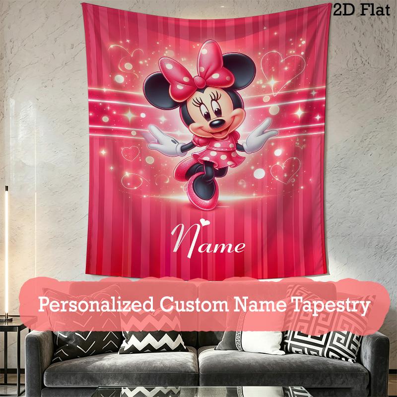 Customized Name Interior Tapestry Wall Hanging Love Magic Minnie Heartfelt Party for Home Decor Aestheticism Tapestry Large Tapestry