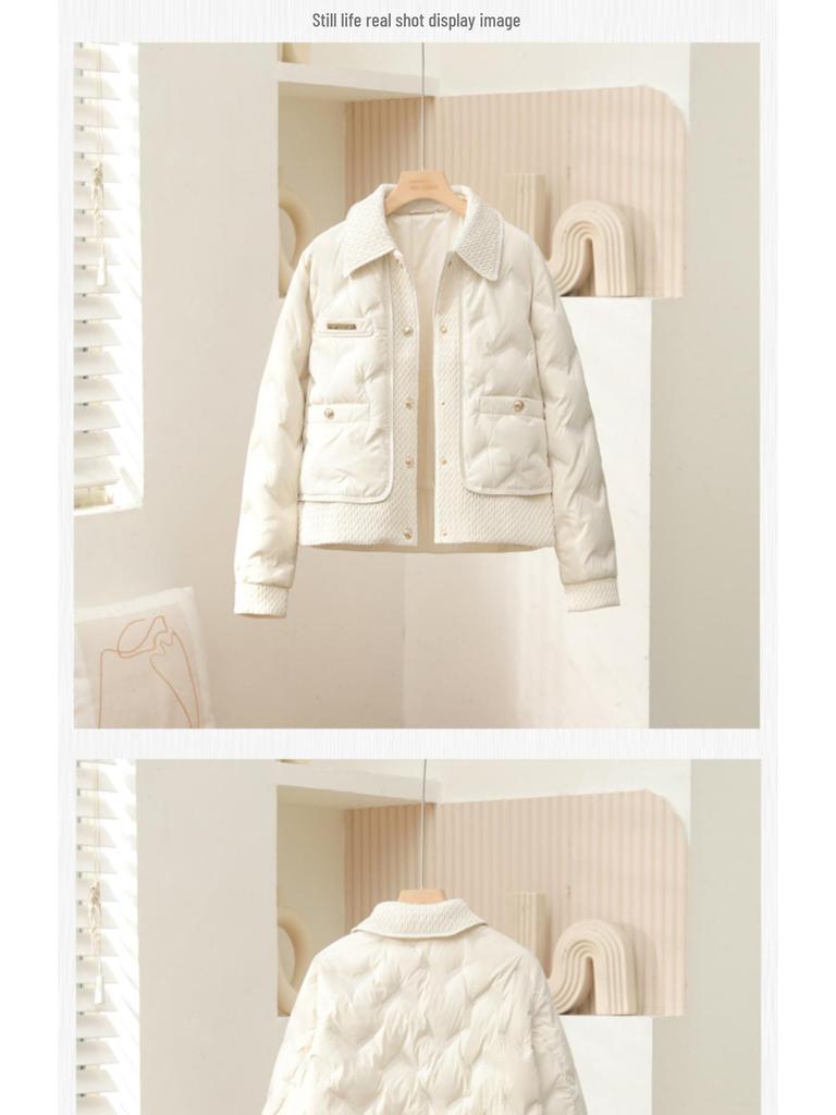 Women's 2025 Lightweight Short Down Jacket - Winter Fashion Polo Collar, Single-Breasted Design.