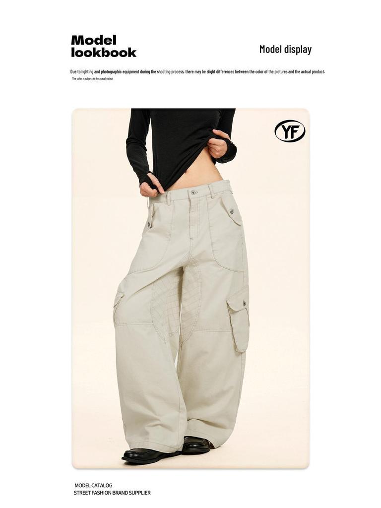 Yongfang Unisex Retro 3D Patchwork Wide-Leg Scythe Pants
