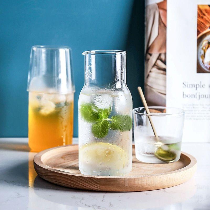 Nordic Transparent Glass Water Bottle with Cups – Heat-Resistant Juice Pitcher Set for Home or Office