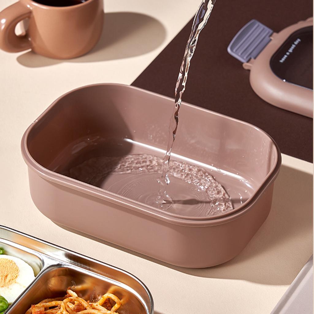 Children Bento Box Reusable Food-Grade Large Capacity Compartment Box Water Fillable Thermal Stainless Steel Insulated