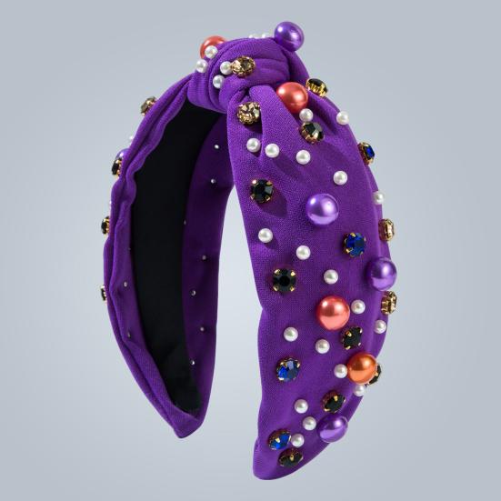Halloween-themed Headband Faux Pearls Rhinestones Decor Widen Design Hair Hoop Adult Knot Headband Hair Accessories