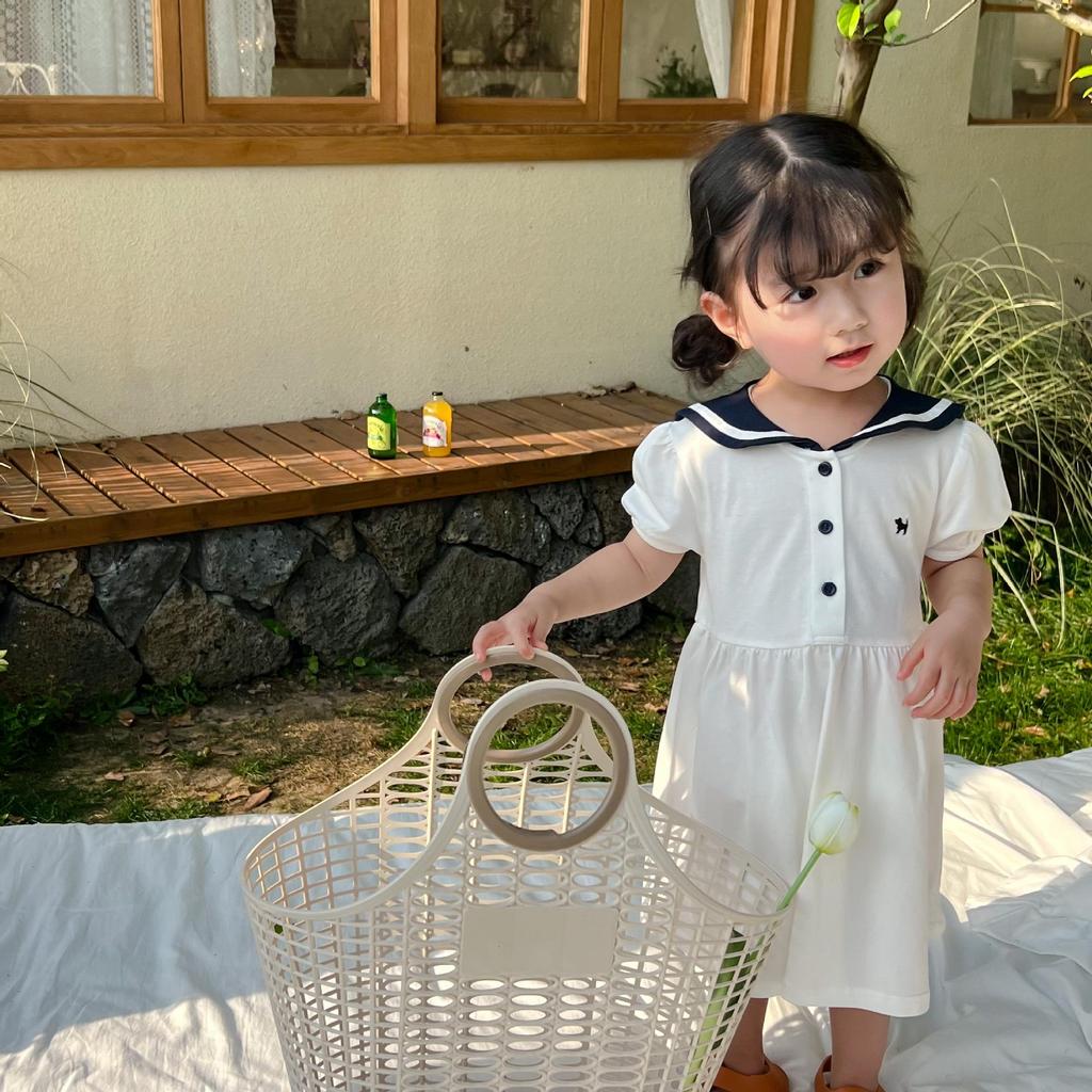 Summer Sibling Outfits: Boys' Sailor Collar Shorts Set & Girls' Academic Style Dress