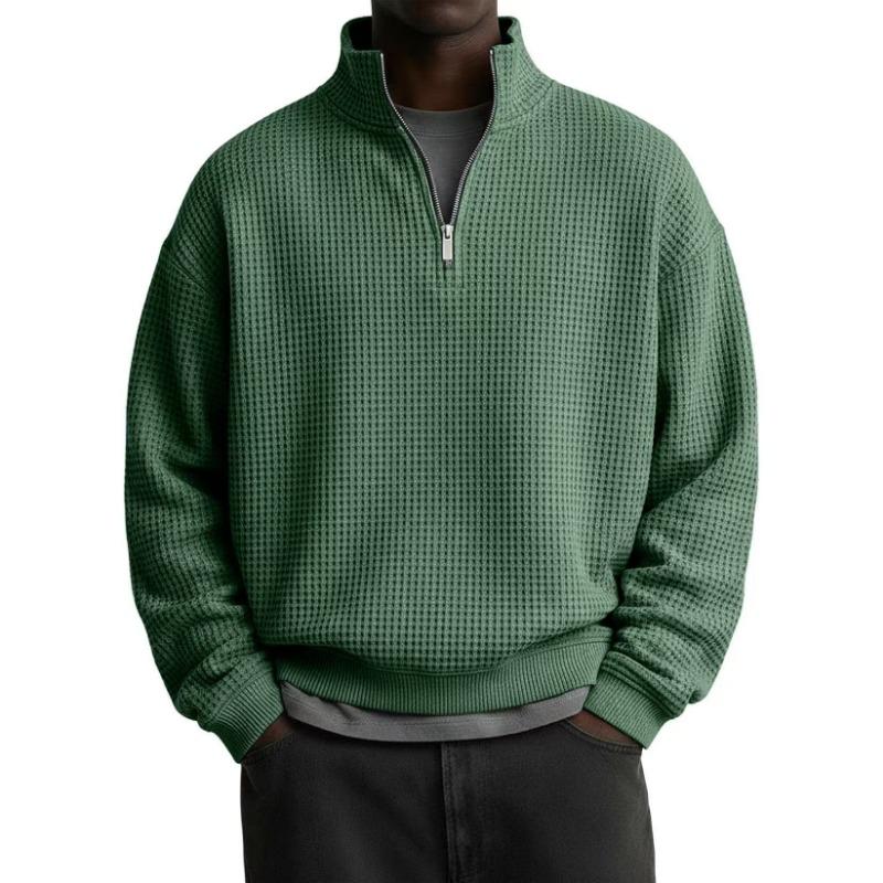 Men S Solid Color Stand Collar Long Sleeve Casual Sweatshirt