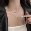 Korean Simple Adjustable Bow Titanium Steel Necklace Spice Girl Niche Does Not Fade Fringed Collarbone Chain