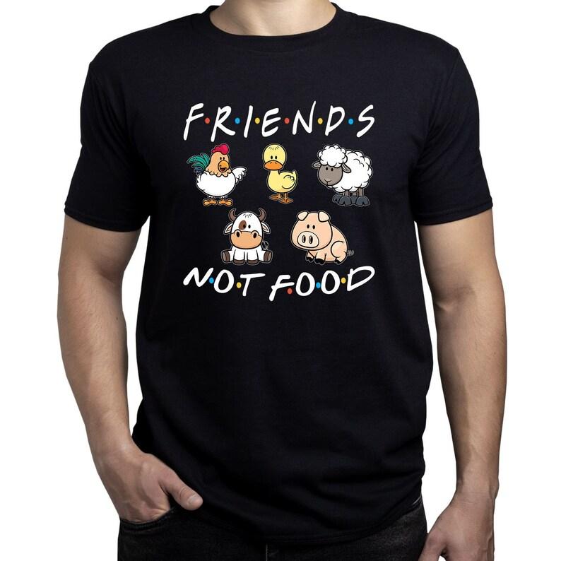 Friends Not Food T-shirt Vegetarian Fashion Shirt Animal Lover Tee Top  Animal Rights Herbivore Cotton Tshirt Plant Based Tee... S разноцветный