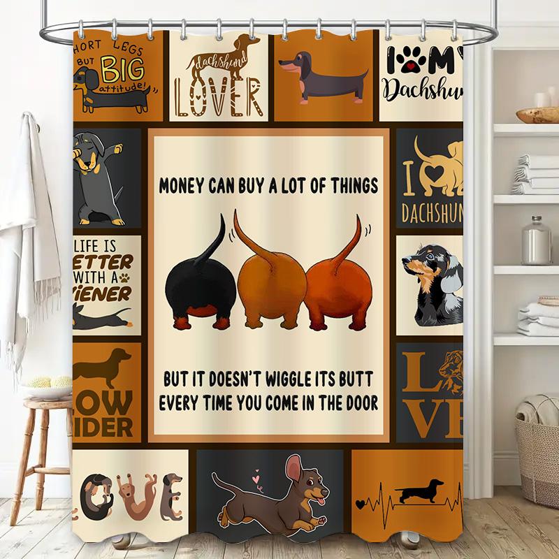 Decorate Your Bathroom With Cute Dachshund Shower Curtain Love My Dog Low Rider Design Set Includes Shower Curtain Rod Pocket +