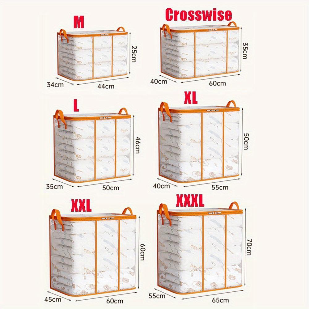 Large Capacity Foldable Storage Bag Transparent Zippered PVC Quilts Storage Bag Moisture Proof Dust-proof Closet Organizer Home