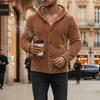 Men's Fleece Hooded Cardigan Casual Button Up Long Sleeve Warm Knit Jacket For Daily Wear