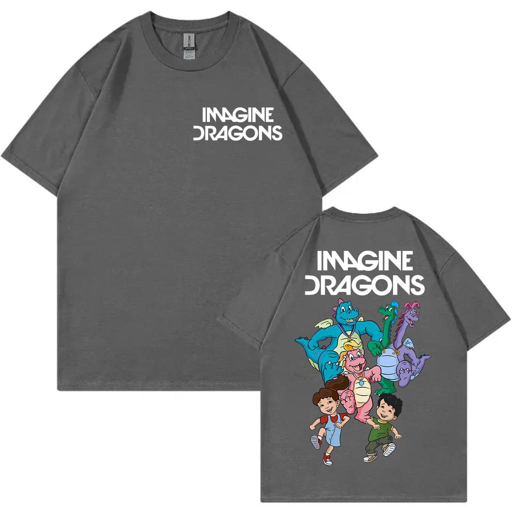 Limited Imagine Dragons Rock Band Cartoon Tshirt Loom World Tour Merch T Shirts Unisex Women High Quality Fashion Top Streetwear