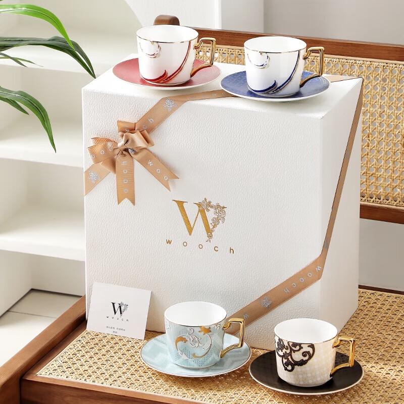 WOOCH Exquisites Palast-Rebenblumen 4-Tassen & Untertassen Geschenkset