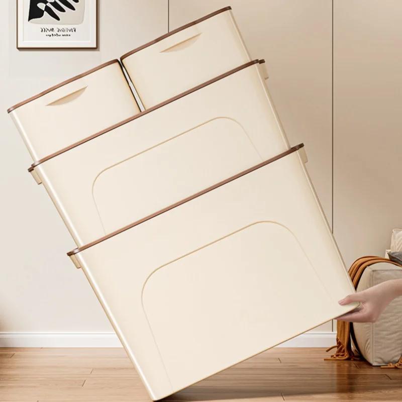 Stackable Sundries Toy Storage Box with Cover Plastic Closet Wardrobe Desk Organizers Clothes Kitchen Storage Containers Baskets