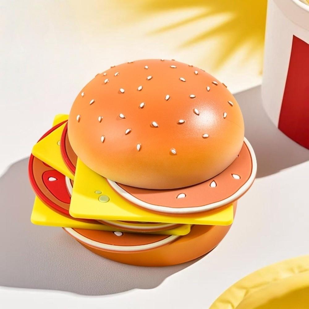 Non-slip Hamburger Coaster Set Creative Reusable Burger Cup Mat Heat-resistant Ornament Hamburger Drinks Pads Kitchen Use