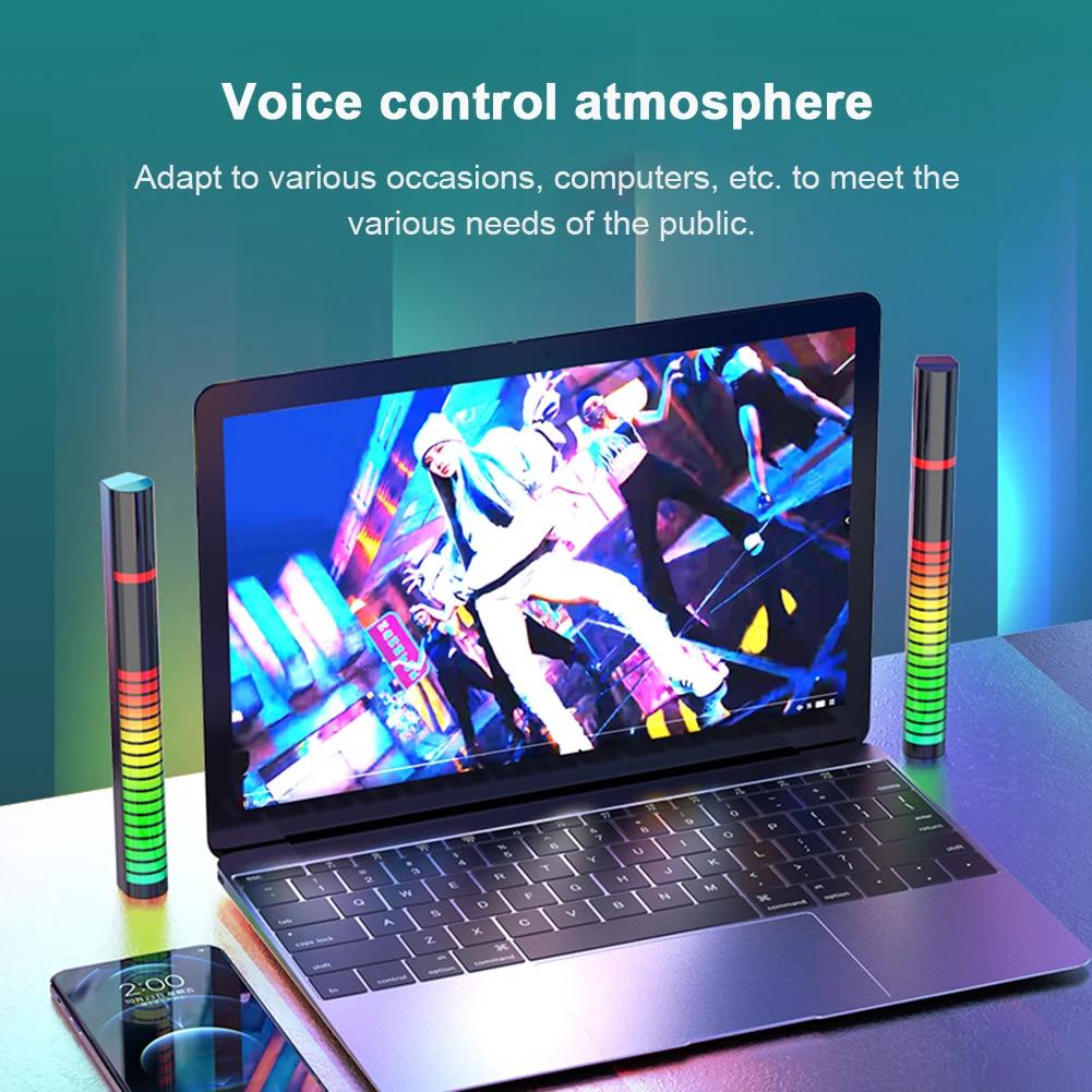 LED Strip Light RGB Music Sound Control Lights 40 LED Rechargeable App Control Music Atmosphere Rhythm Pickup Lamp Computer Car