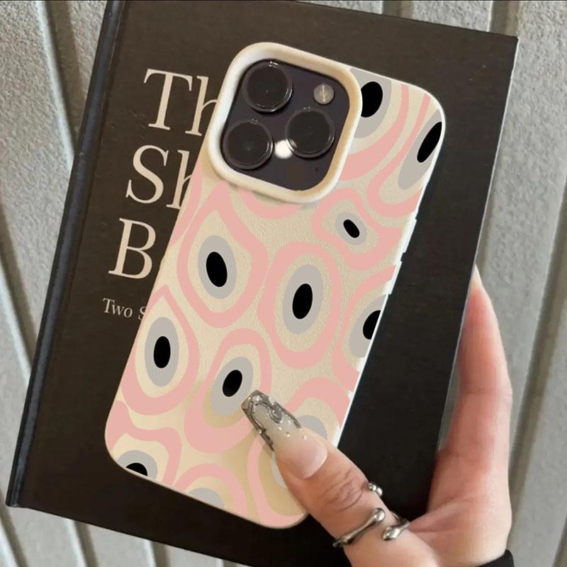 Vintage Red Eyes Heart Lichee Pattern Phone Case for iPhone 11 12 13 14 15 16 17 Pro Max X XS XR 16E Plus 17Air Shockproof Cover