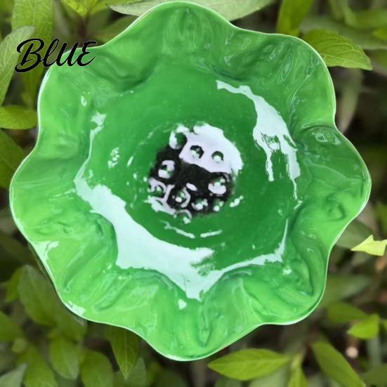 Bird Bath Stake Handmade Flower Garden Ground Insert Bee Butterfly Watering Station Decorative Pollinator Drinking Bowl for Outdoor Yard Lawn Decor