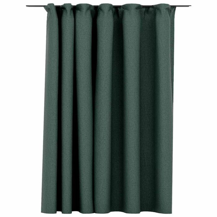 VidaXL Linen-look Blackout Curtain with Hooks Green 290x245 Cm