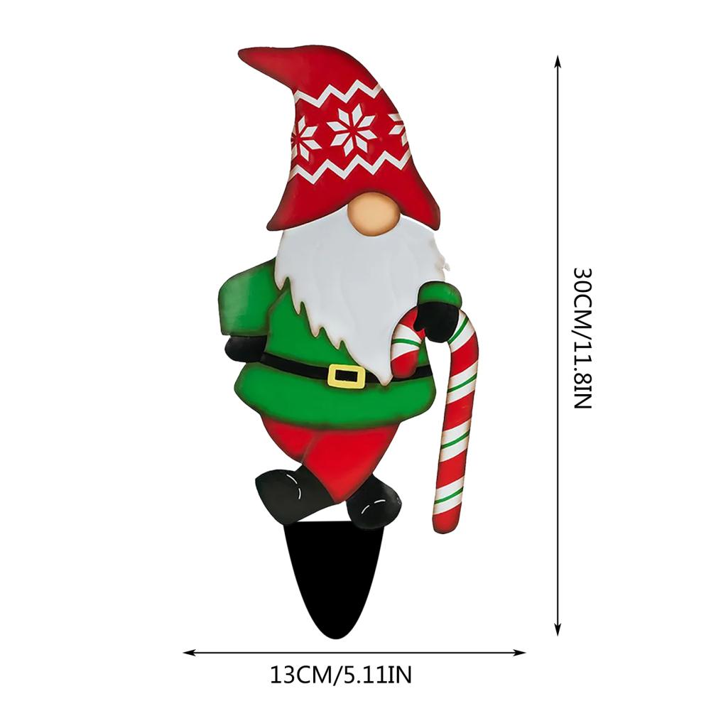 House Number Sign Christmas Gnome Stainless Steel Floor Insert Garden Decoration Insert Card