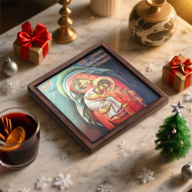 Pintura decorativa de iconos ortodoxos, Icono consagrado "Defensor de los valientes y abandonados", Pintura para portafotos, Arte cristiano de pared, 20cm*20cm, regalo