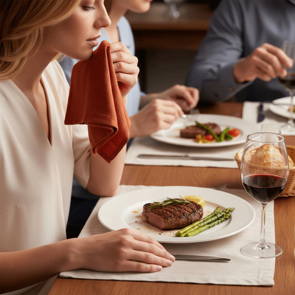 2PCS Village Style Bamboo Cotton Napkins Thicken Textured Fabric Cloth Napkins Eco-Friendly Double Layer Table Towels