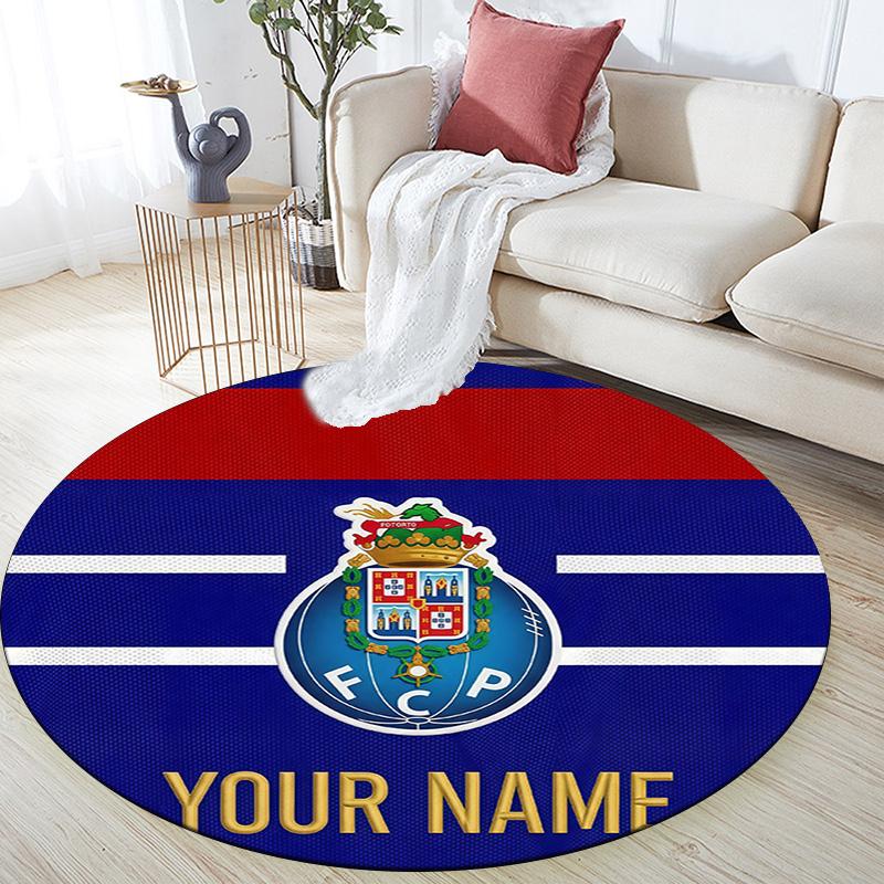 Custom Name Futebol Clube Do Porto2 Round Area Rug,Carpet Rug for Living Room Bedroom Sofa Playroom Decor,Non-slip Floor Mat