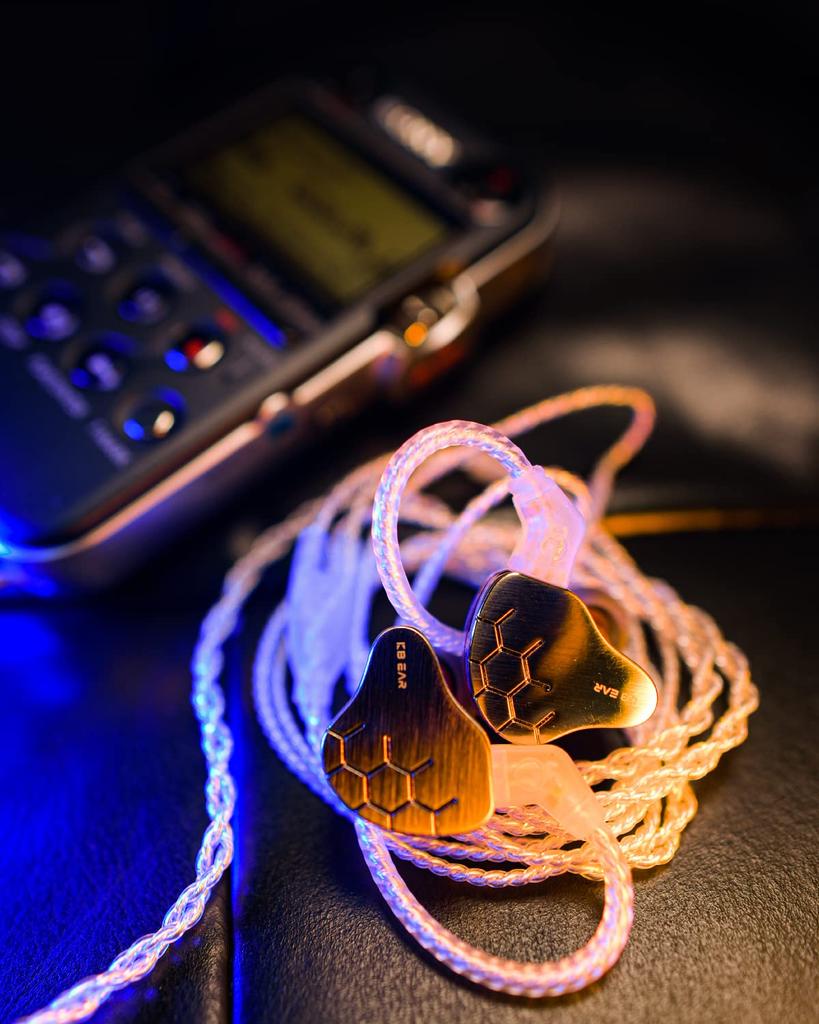 Yinyoo KBEAR Lark Earphones, Noise-Canceling Stereo In-Ear Monitors, Chinese-Made, Ear-Hook, In-Ear, Wired, 2-Pin Silver-Plated Earbuds for