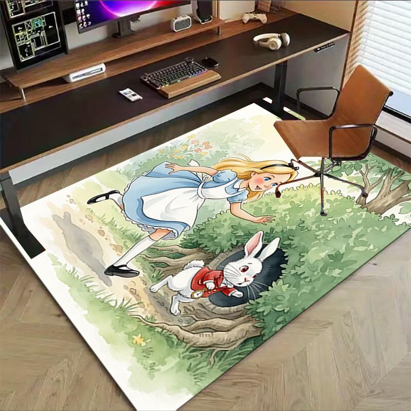 1pc Alice Rabbit Carpet for Playroom Bedroom Living Room Sofa Home Decor,kids Game Area Rug Non-slip Floor Mat Y728104