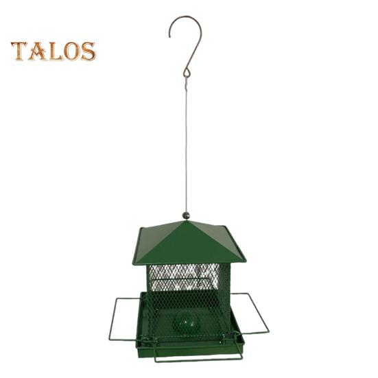 

Металлическая кормушка для птиц для улицы, подвесная железная кормушка для диких птиц, защищающая от белок, для сада, двора, украшения заднего двора темно-зеленого