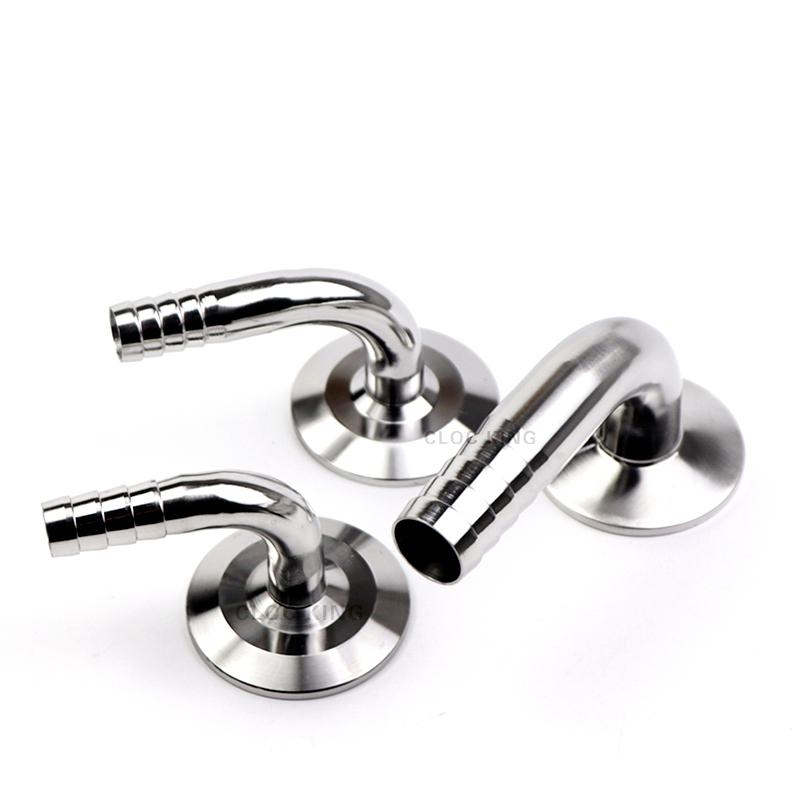12,7/14/16/19/25/32/38/45/51 mm Außendurchmesser 304/316 Sanitärer Schlauchstutzen Rohrfitting 1,5” Klemmring 50,5 mm/64 mm Ferrule 90-Grad-Bogen